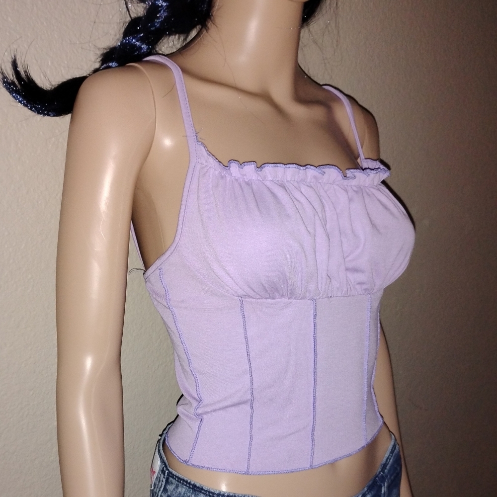 Lavender Bustier Style Crop Top - Picture 3 of 5